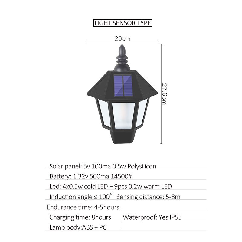 til moduser solenergi hage flamme lys ledet sensor vegglampe solcelle gatelys strøm utendørs vanntette luminaria batteri lamper: Lyskontrolltype