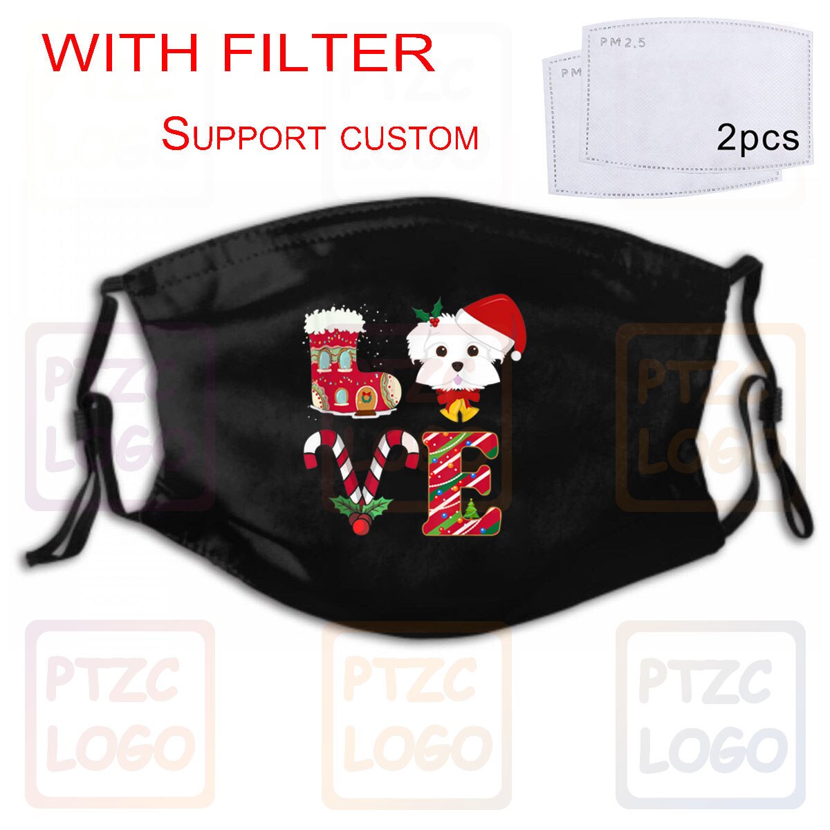 Premium Ik Liefde Mijn Maltese Grappige Kerst Maltese Vader Moeder Masker: QJKRRHNR-Bu