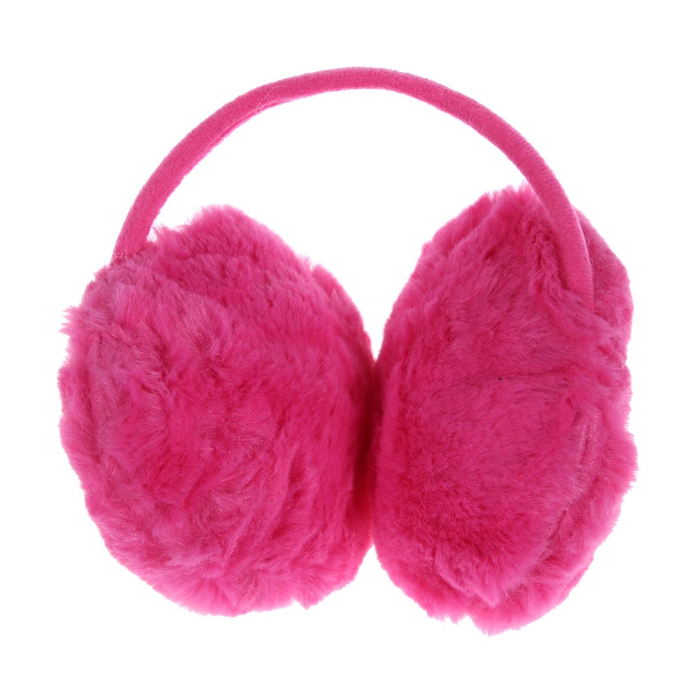 Farverige ørebeskyttere til kvinder vinter ørepropper varm pels ørevarmer ørebetræk ensfarvet sød blød plys ørevarmer: Rosenrød