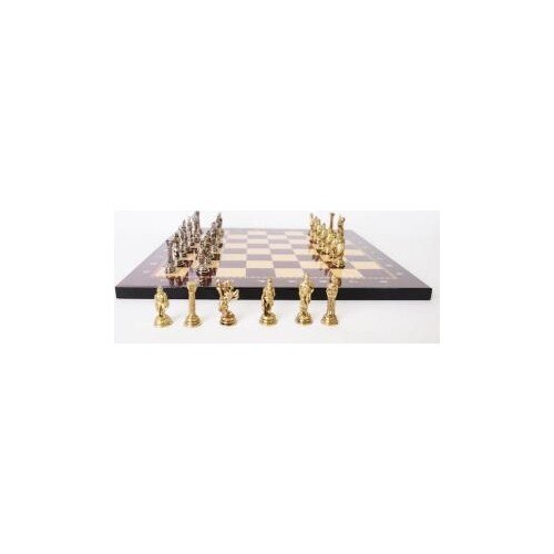 Juego de ajedrez de Metal de cobre antiguo del ejército romano, tablero de ajedrez de madera con de nogal, tamaño pequeño, 4 cm