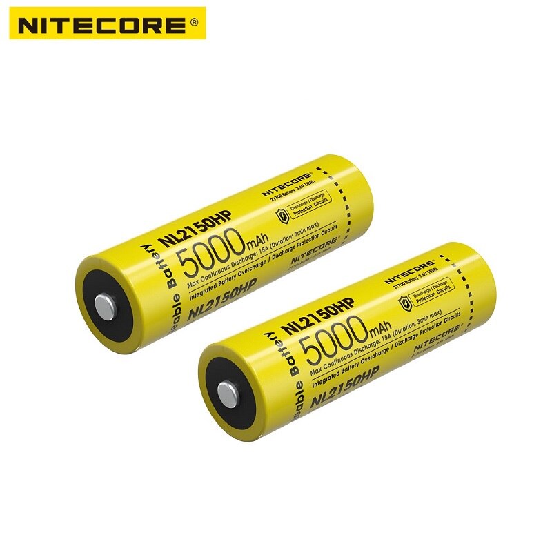NITECORE NL2150HP 5000mAh 21700 High Drain Li-ion Rechargeable Battery: 2 pcs