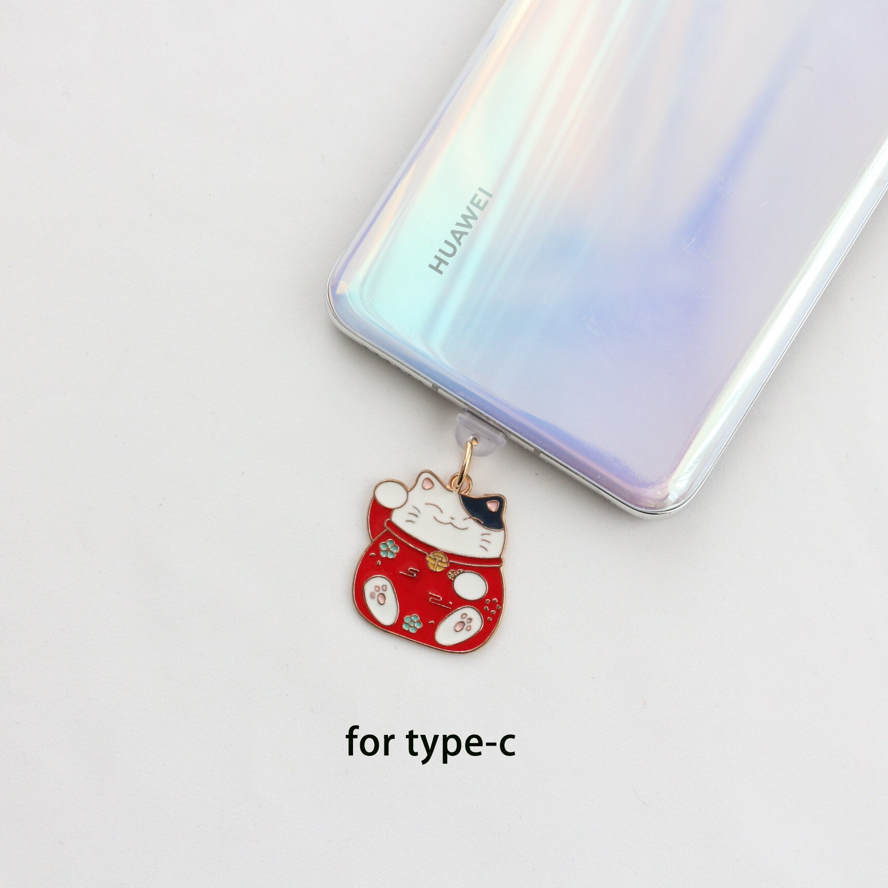 Telefoon Stof Plug Anti Dust Plug Charm Leuke Rode Lucky Cat Voor Type-C Stof Plug Universele Voor Iphone poort Opladen Plug Hanger: for C red