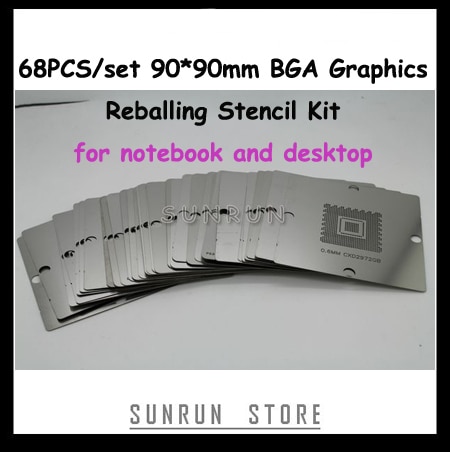 68 grafik bga stencils kit 90*90mm ! syd og nord bro grafisk bga stencil net til bærbare og stationære computere reballing