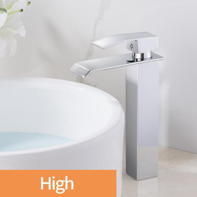 Polished Basin Sink Water Tap Single Lever Single Faucet Mixer Hole Deck Mounted Basin Bathroom Faucet: Chrome 4
