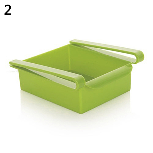 1PC Küche Organizer Einstellbare Küche Kühlschrank Lagerung Gestell Kühlschrank Mit Gefrierfach Regal Halfter Rutsche ziehen-aus Schublade Raum Sparer: Grün