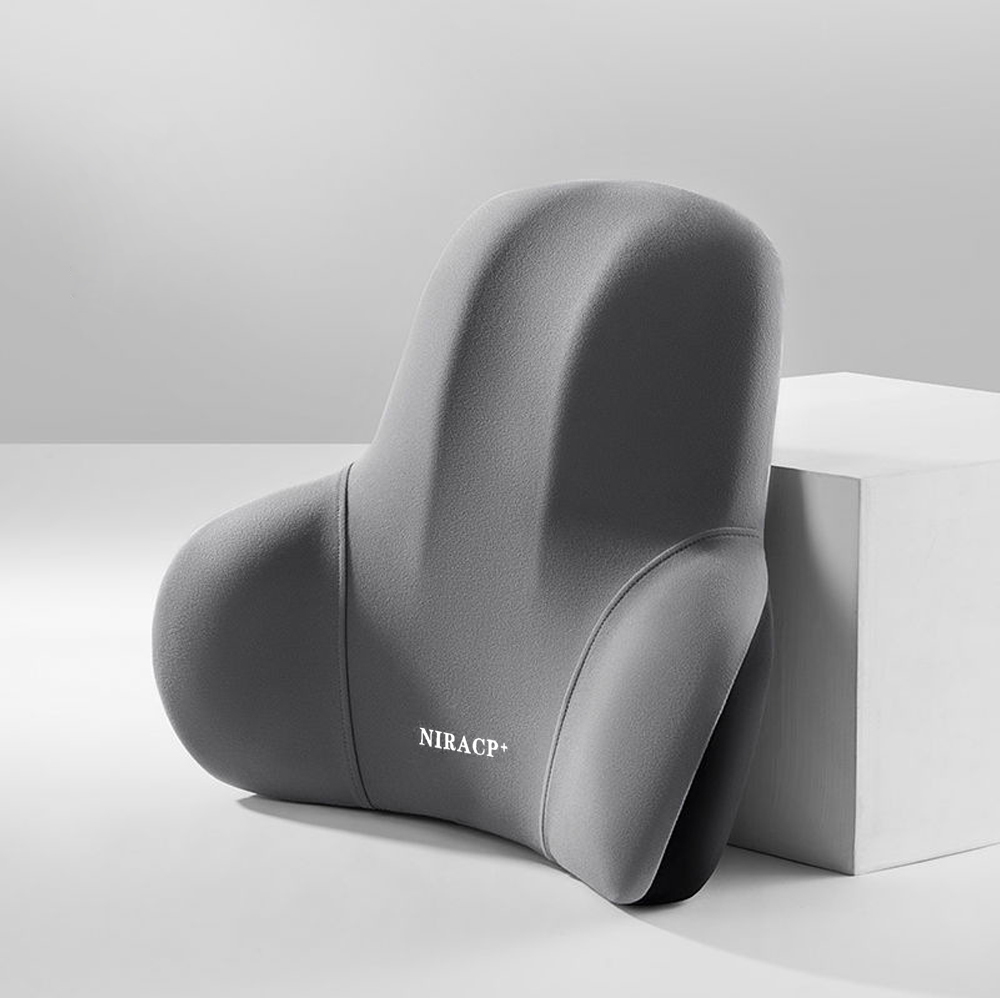 Almohada de espuma viscoelástica para el cuello para coche, protección para aliviar el estrés, cojín de respaldo Lumbar, cojín Lumbar transpirable para reposacabezas de coche: Naranja