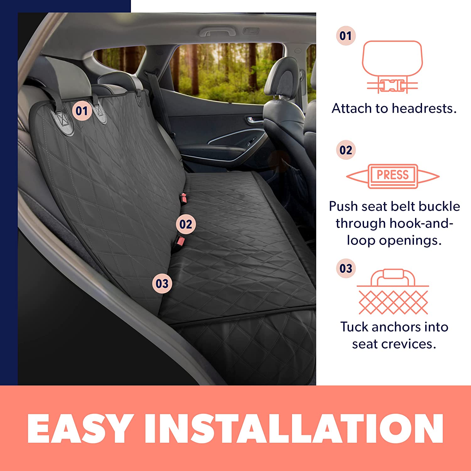 Dog Car Back Seat Cover Car Mat Pet Dog Carrier Cars Rear Waterproof Seat Mat Cushion Protector Mat Non-slip Folding