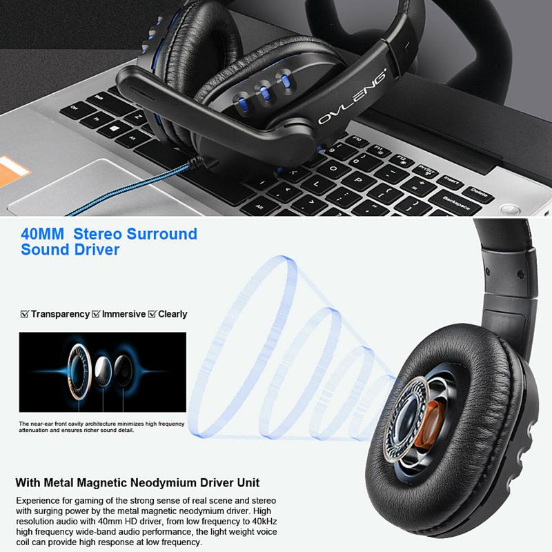 Portable 3.5mm Over-ear Gaming Headset Stereo Sound Headphone For PS4/Nintendo Switch/Xbox One/Laptop Gaming Headphone