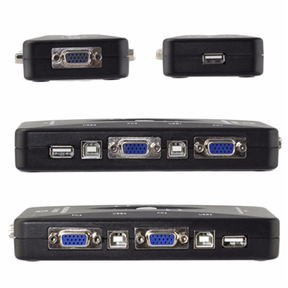 Data bärbar kvm vga splitter datoranslutning switch adapter synkronisering hållbar laptop stabil överföring 4 port