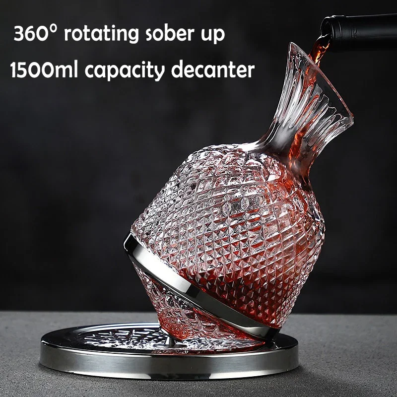 Decantador giratorio 360 de cristal de , vaso, decantador de 1500ml, dispensador de vino, aireador, espejo, jarra, , decoración de Bar