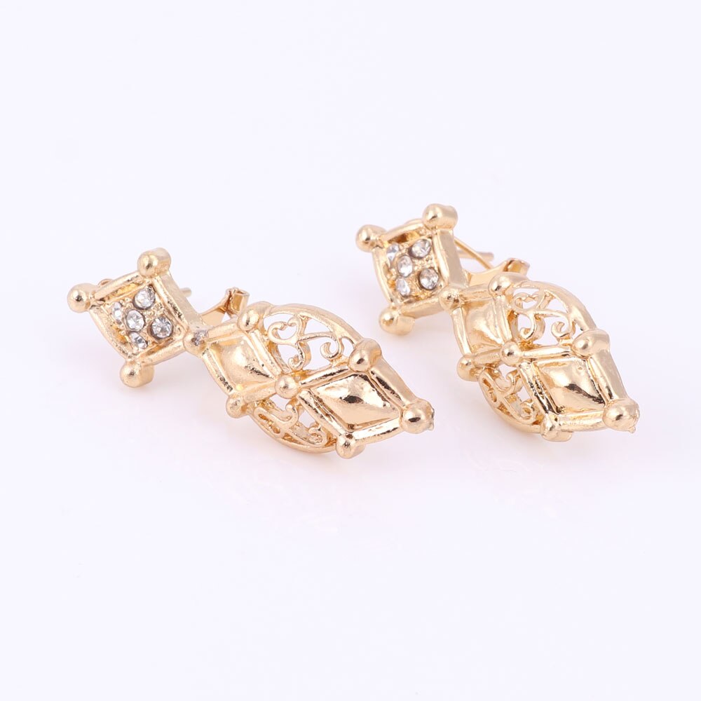 Collier de mariée en cristal boucles d'oreilles Bracelet perles africaines ensembles de bijoux pour les femmes couleur or accessoires de mariage
