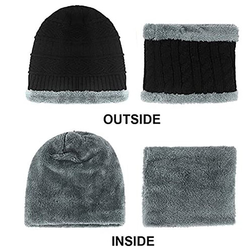 .. Mannen Beanie Muts Sjaal Set Trucker Winddicht Dikke Warme Plus Fluwelen Sjaal Hoed Voor Outdoor Sport Running Riding Skiën