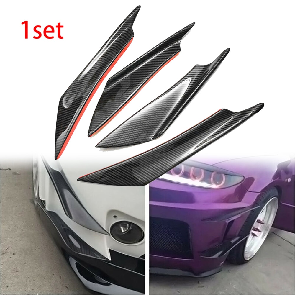 4Pcs L/R Car Front Bumper Fin Shunt Diffuser Splitter Spoiler Universal Anti-UV Auto Vehicles Parts Body Kits