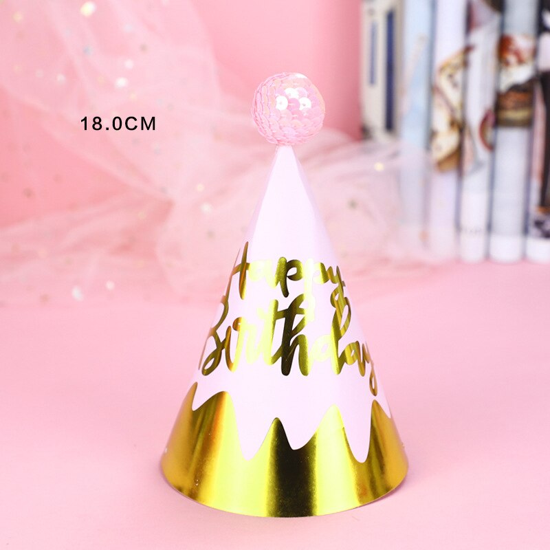 Sombrero de cumpleaños rosa dorado cumpleaños topper niño cumpleaños aniversario de bodas decoración topper de la torta: Gold powder