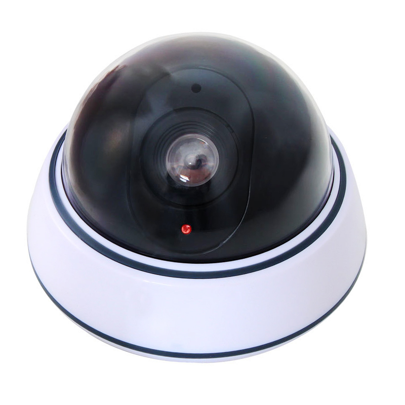 Cámara falsa simulada con luz roja LED, funciona con pilas, No requiere cableado, cámara de seguridad domo falsa para interiores y exteriores, 1 ud.: Azul