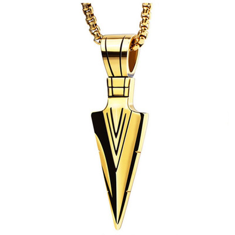 Men's Matte Black Long Necklace with Arrow Pendant Jewelry Chain Hip Hop Punk Rock Christmas Halloween For Men Wome