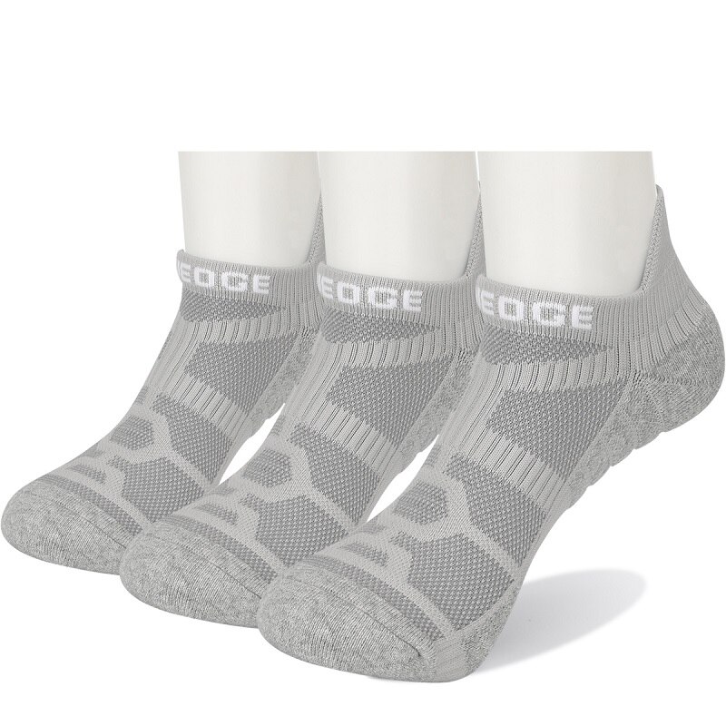 YUEDGE 3 Paare Baumwolle Kissen Auf Zeigen Lauf Socken Wicking Radfahren Knöchel Sport Socken: schwarz / L(männer 6.5-9.5 US)