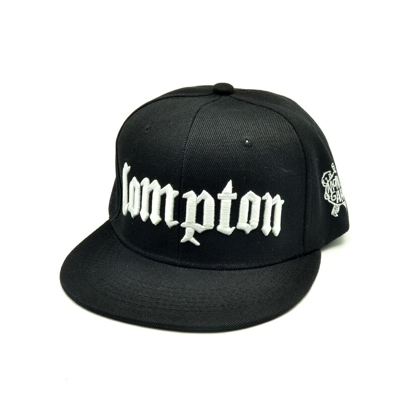 Compton-casquette de Baseball pour hommes et femmes, chapeau Snapback de sport, à lettres noires, Vintage, chapeau Gangsta Hip-hop: Black