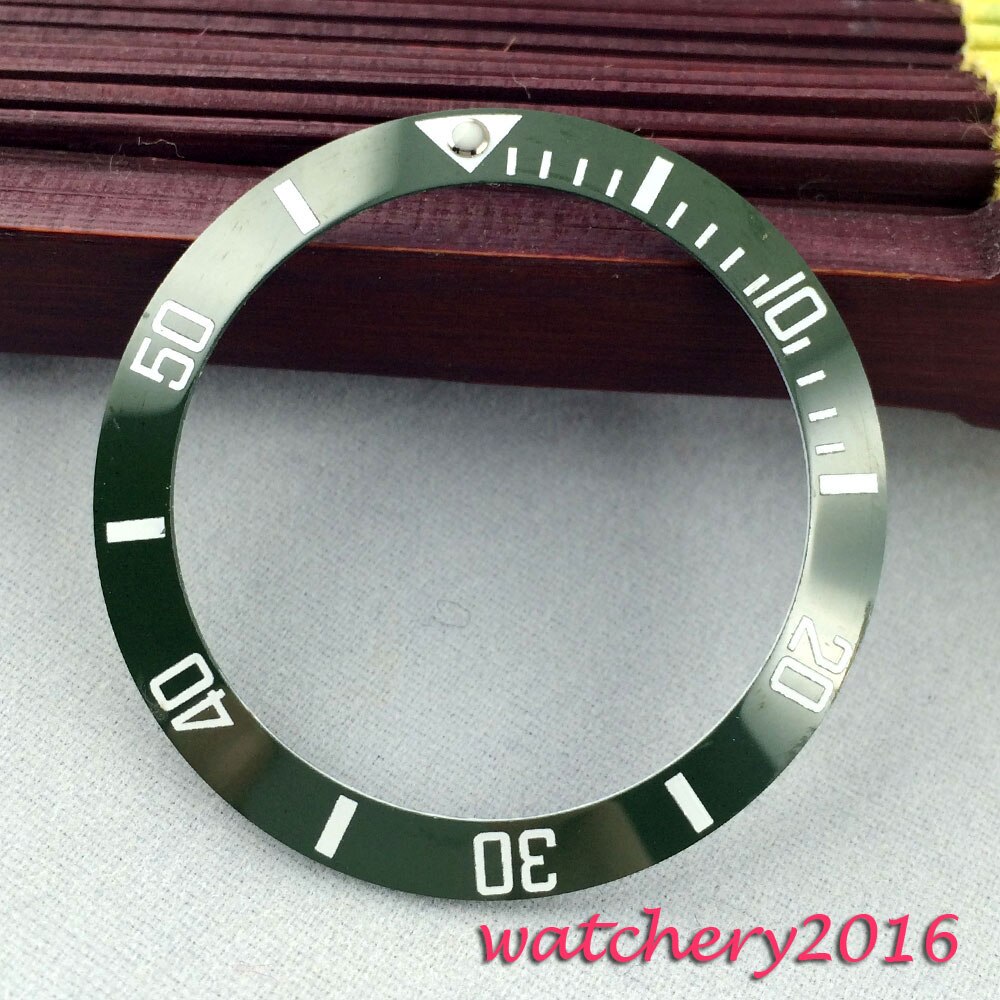 39.9mm luminous marks Groene keramische bezel insert horloge fit automatisch uurwerk horloge bezel
