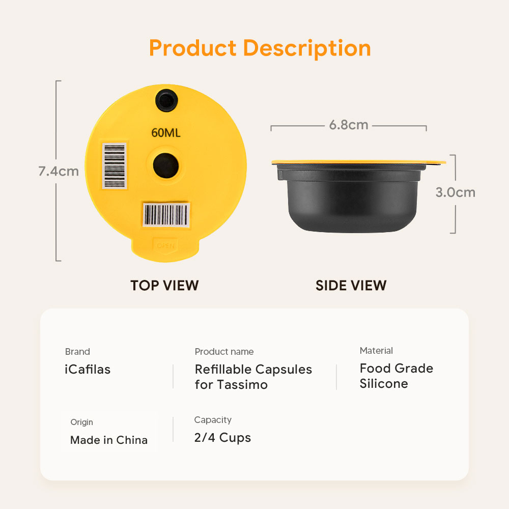 Bosch Tassimo Kaffeekapsel, wiederverstellbare Schote-Kapseln, entkoffeinierter Kaffee, kompatibel mit Bosch Tassimo Kaffeemaschine