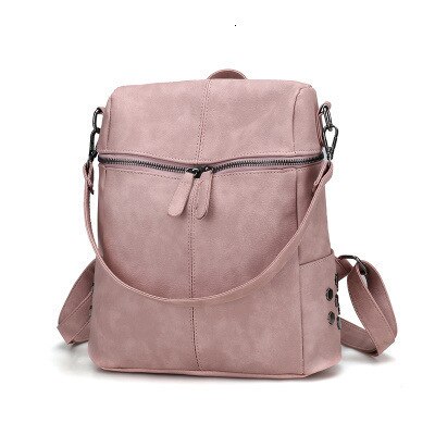 TTOU Vrouwen Casual Vrouwen Rugzak PU Leer School Rugzak Voor Tiener Meisjes Reizen Rugzak Vintage Solid Schoudertassen: Pink