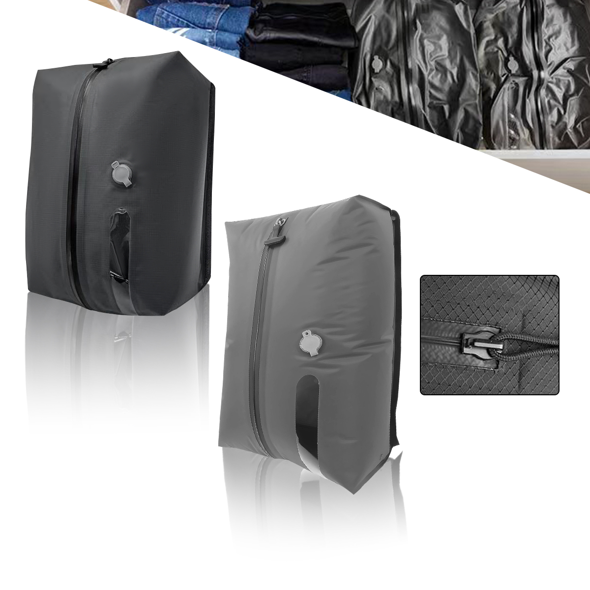 Reusable Vacuum Bags for Travel Dustproof Space Saver Vacuum Compression Bag Waterproof Luggage Vacuum Storage Bag: Paars