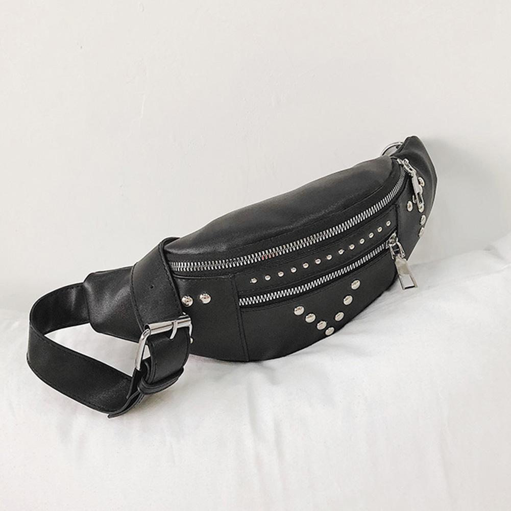 Dames borsttassen rits klinknagel splitsen pu leren heuptas dames casual comfortabele ketting dubbele laag tassen