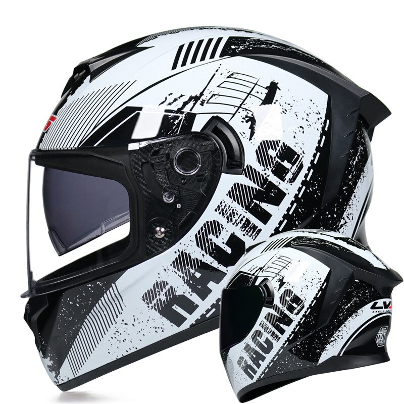 Motorhelm Met Dual Lens Full Face Motor Cafe Racer Spoor Chopper Dirt Bike Mtb Atv Enduro Racing Capacete De moto