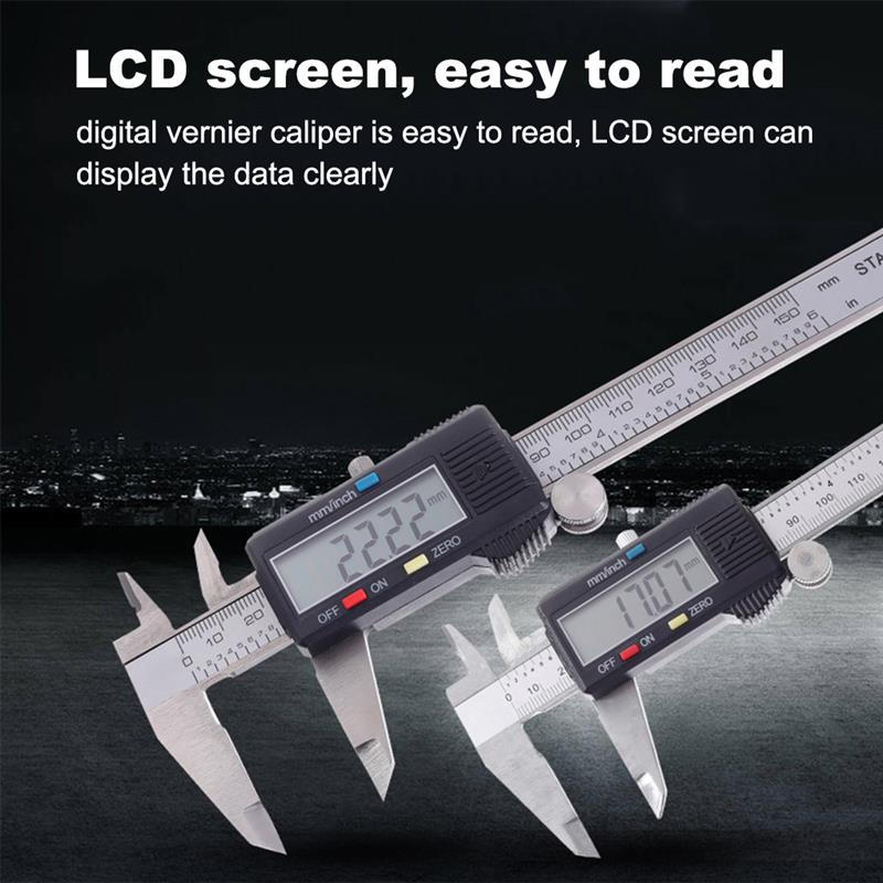 Digital Display Vernier Caliper Micrometer 150mm Accurate Ruler Exterior Interior Depth Measuring Tool Measurement Instrument