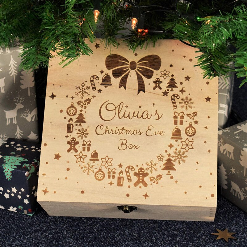 Christmas Eve Box Xmas Party Favour Wooden Boxes For Special: Light green