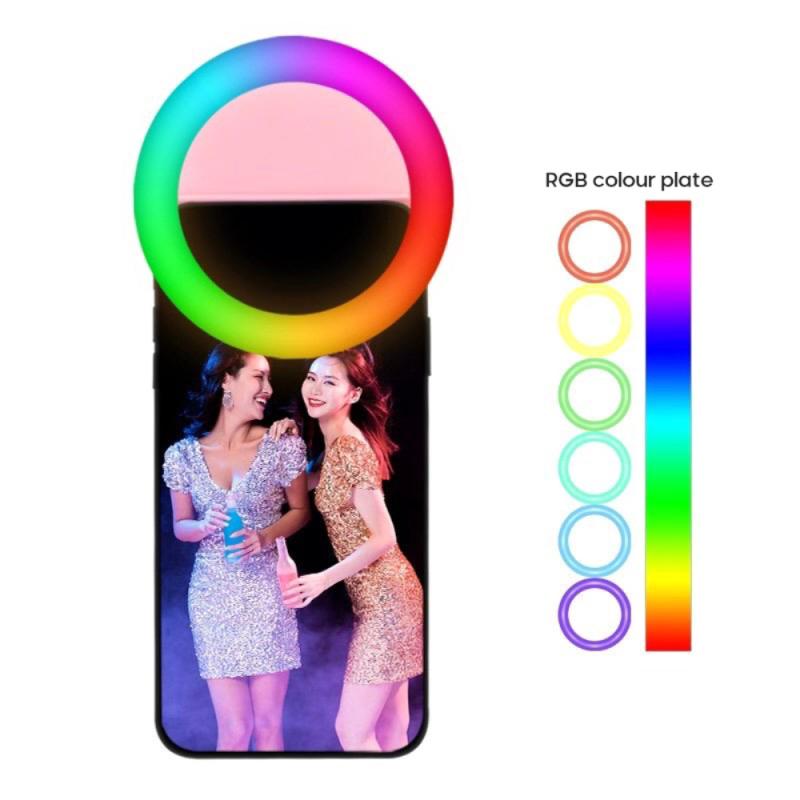 RGB Selfie Ring Light LED Mobile Phone Selfie Light Clip-on Lamp Ring Clip Photography Video Lighting For All Cell Phones TSLM1