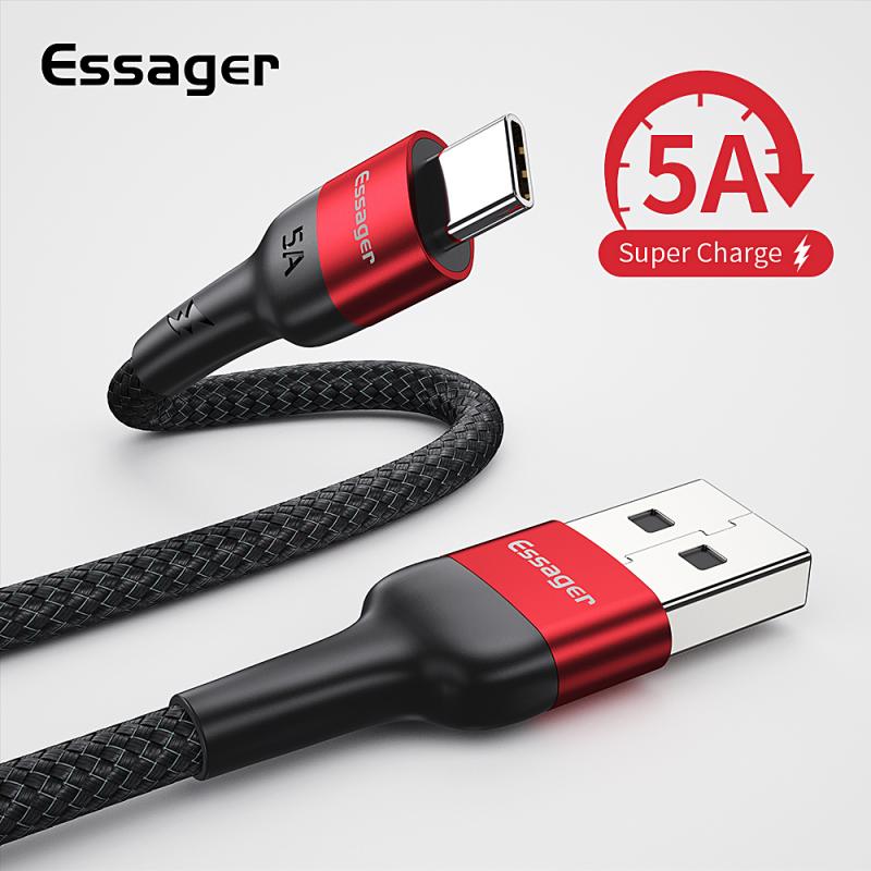 Essager 5A USB Tipo C Cavo Per Huawei Compagno di 30 P30 P20 Pro Lite Sovralimentare USBC Tipo-C Veloce di carico del Caricatore del Cavo del Cavo di USB-C