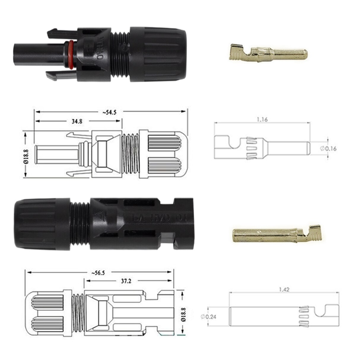 1 Paar Solar Connector Solar Plug Kabel Connectoren (Man &amp; Vrouw) Voor Zonnepanelen En Fotovoltaïsche Systemen