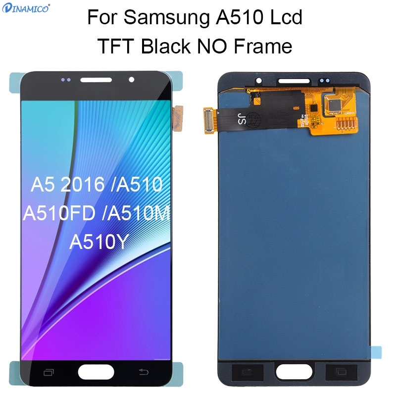 Dinamico A5 2016 wyświetlacz robić Samsung galaktyka A510 Lcd ekran dotykowy wymiana Digitizer zgromadzenie A510M A510F wyświetlacz z ramką: TFT Adjustable czarny