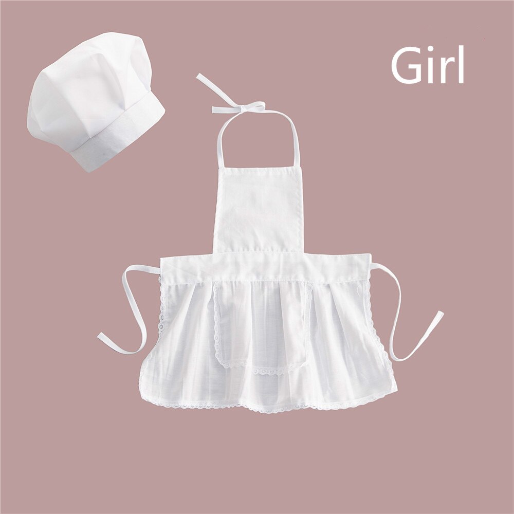 Baby Chef Apron Hat for Kids Costumes Chef Baby Cook Costume Newborn Photography Prop Newborn Hat Apron: Girl / S