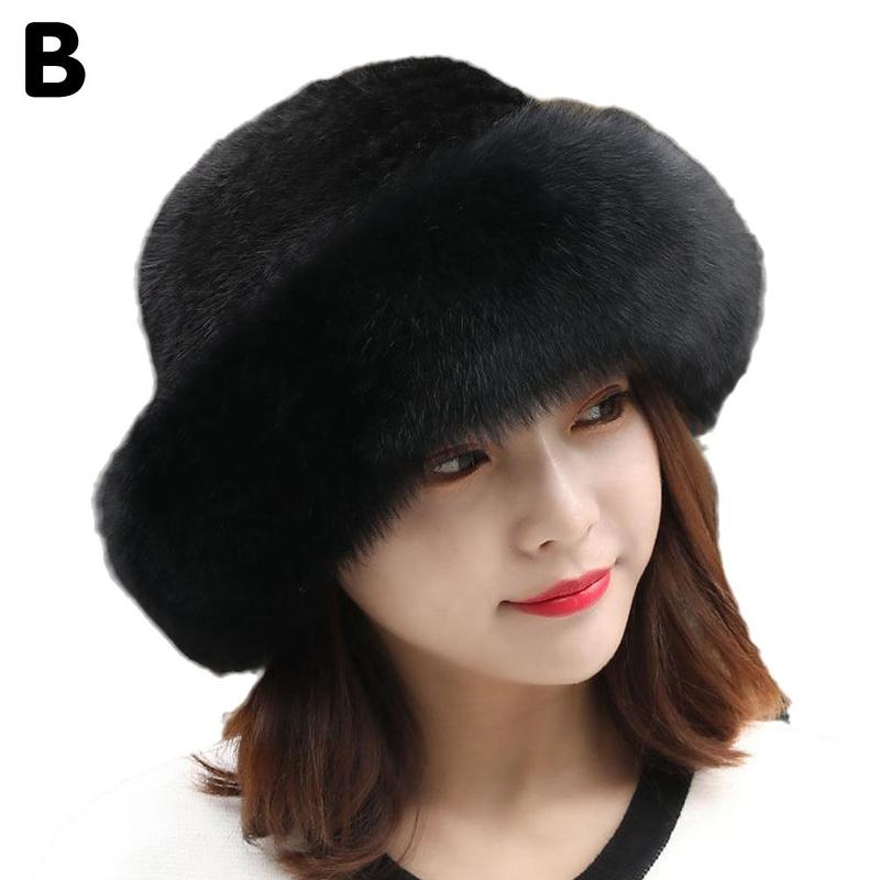 Winter Women Hat Soft Fluffy Faux Fur Hats Thicken Warm Hat Thick Beret Ladies Hat Winter Headgear: One-size black