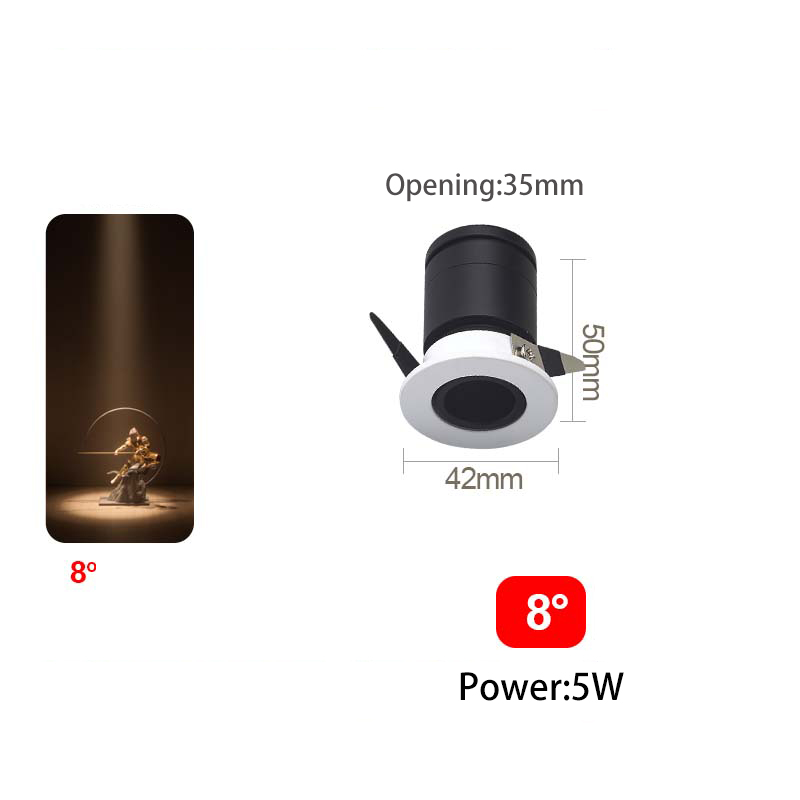 Led Spotlight Cabinet Mini Spot Light Small Angle Embedded 3W 3 8 15Degree Atmosphere Museum Display Art Picture Foco Adjustable