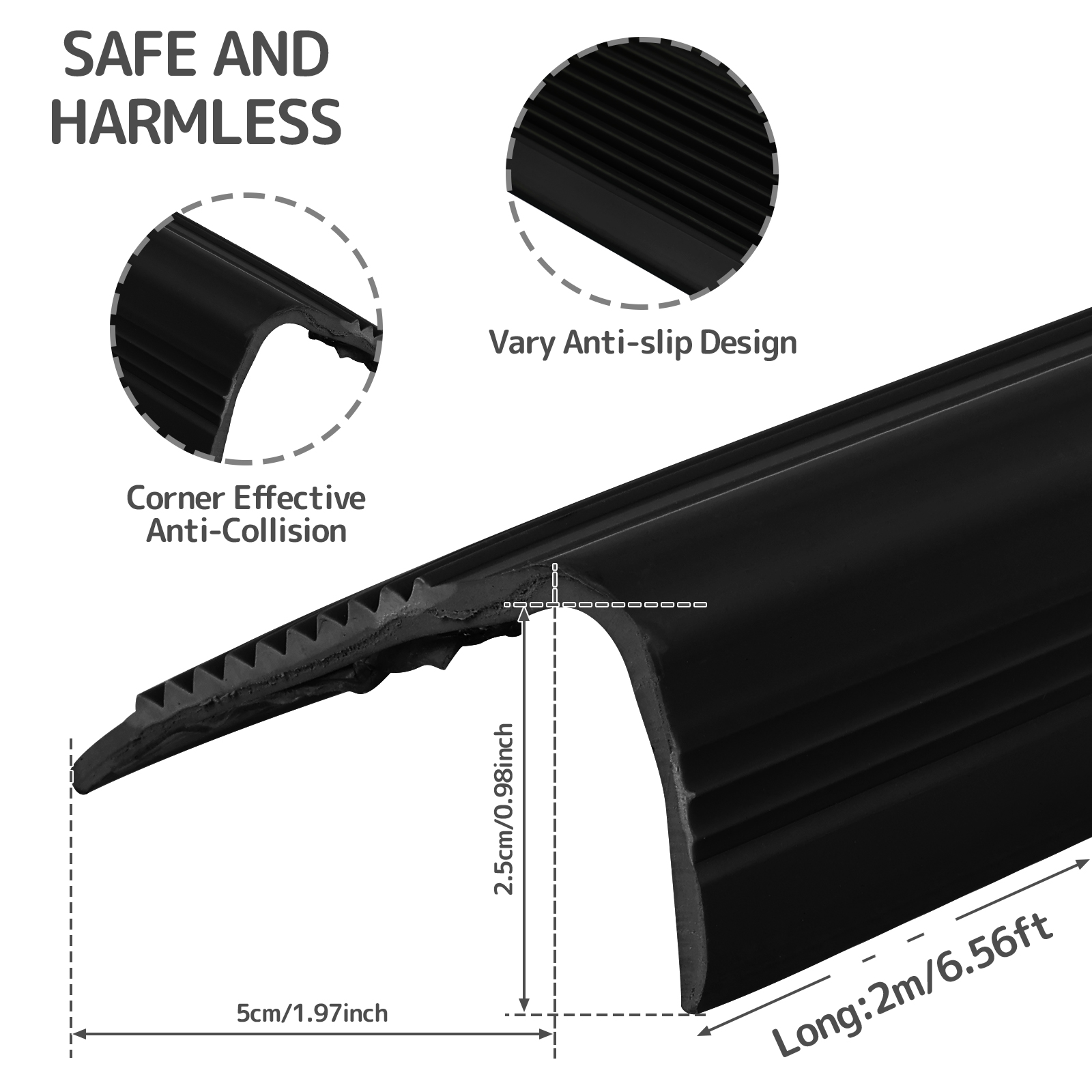1 rotolo di protezione per bordi delle scale in PVC morbido antiscivolo per bordi del naso delle scale Strisce autoadesive per bordi a forma di L Protezione per gradini da 2 m: Champagne
