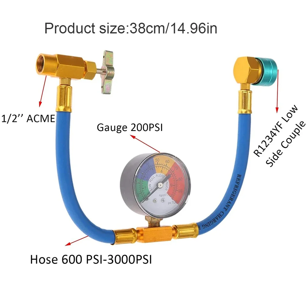 R1234yf Klimaanlage Gas kühler mit Zoll acme lh Kältemittel Gas Nachfüllung 14mm Low Side Schnell kupplung für Automobile: Brown