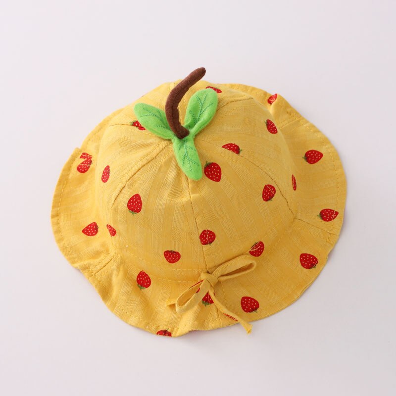 Söt sommar härlig jordgubbe baby hink hatt utomhus barn runda kepsar pojke tjej solhatt för barn 6 månader --3 år