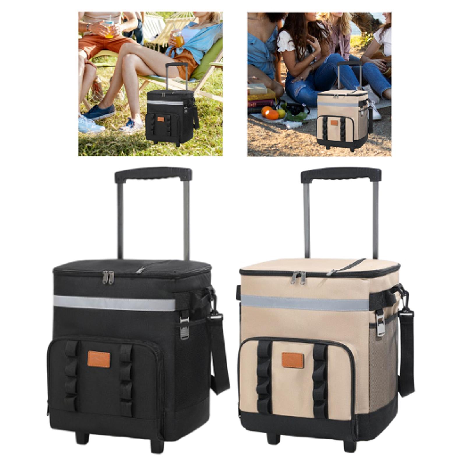 35l isolerede rullende køletasker med hjul, bærbar isboks til picnic, strand, camping, familieudflugter, rejser, hold dig kølig