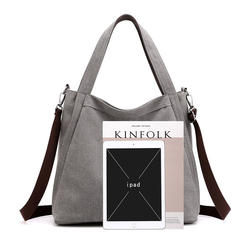 Grote Capaciteit Luxe Handtassen Vrouwelijke Draagtas Vrouwen Casual Canvas Handtas Opvouwbare Herbruikbare Schoudertassen Solid