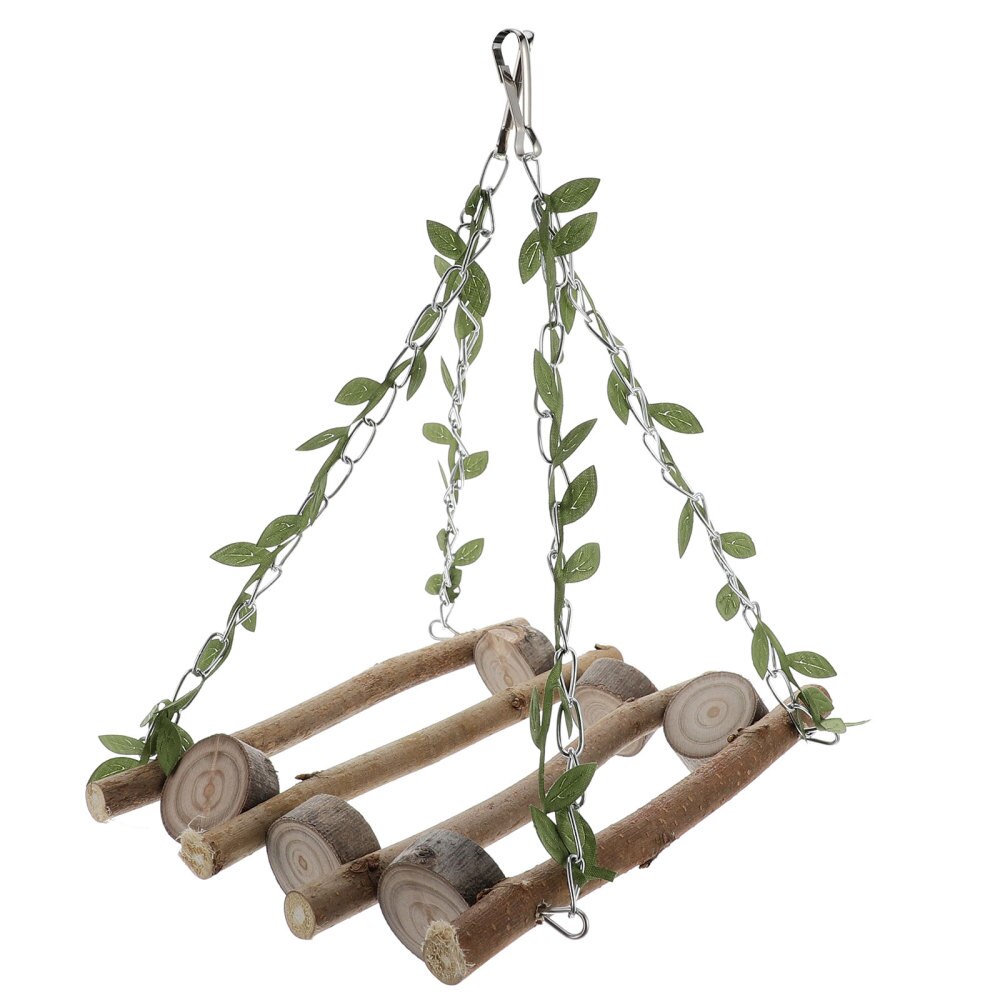Picture of Bird Wooden Swing Parrot Hanging Ladder Bird Pet B... - Grandado