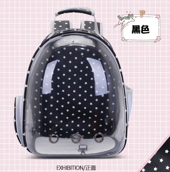 Star-Bolsa de transporte portátil para mascotas, bolso de mano transpirable con de cápsula espacial transparente, impermeable, mochila de viaje para exteriores, perros pequeños: Black little star