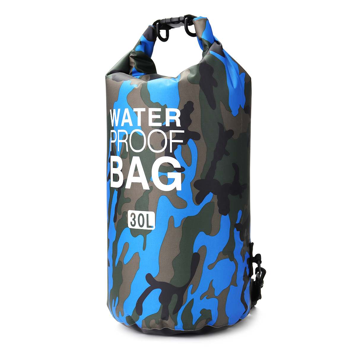 Pvc waterdichte opvouwbare camouflage droogzak outdoor strand duiken kamperen wandelen rugzak droogzak 30l: Blauw