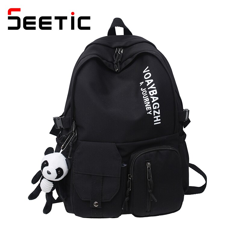 Seatic damenrucksack mit großem fassungsvermögen, wasserdicht, schulrucksack, diebstahlsicher, laptop-rucksack, unisex-reiserucksack mit vielen fächern: Schwarzer rucksack