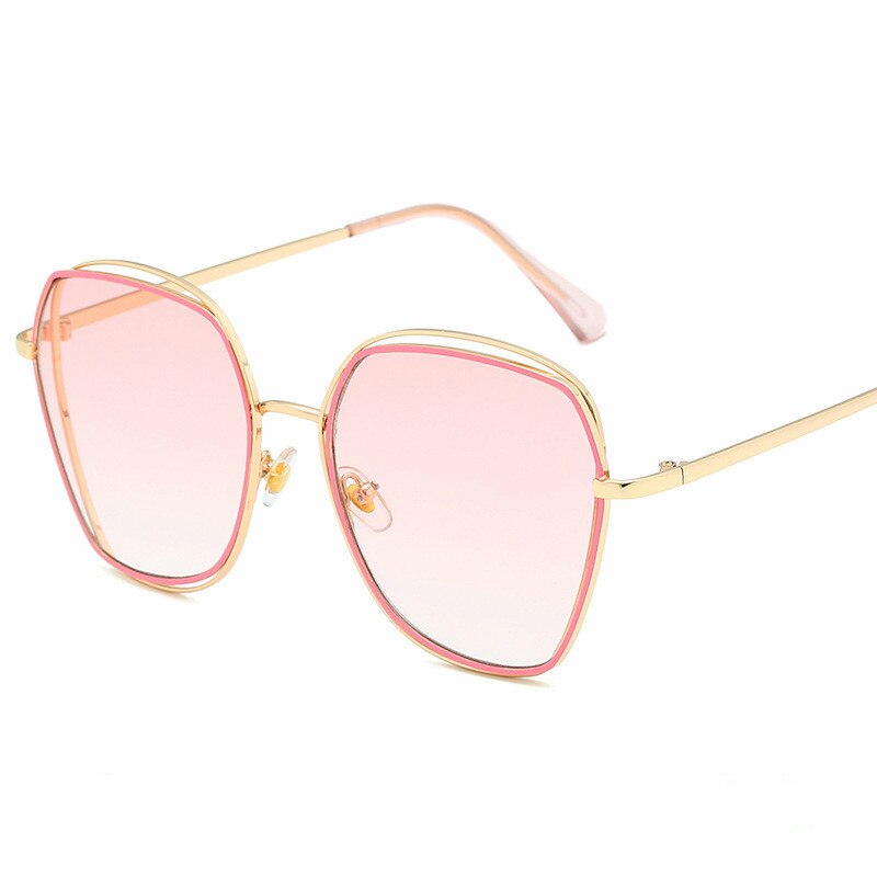 Vlinder zonnebril voor heren en dames van metaal met dubbel montuur, holle persoonlijkheid, trend, straatfotografie,  uv400 zonnebrillen: Roze