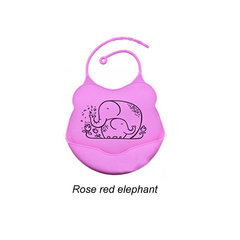 Emmababy Children Baby Eat Bib Bib Baby Silicone Rice Bowl Baby Waterproof Leak-Proof Feeding Children Mouth Pocket: Rose red