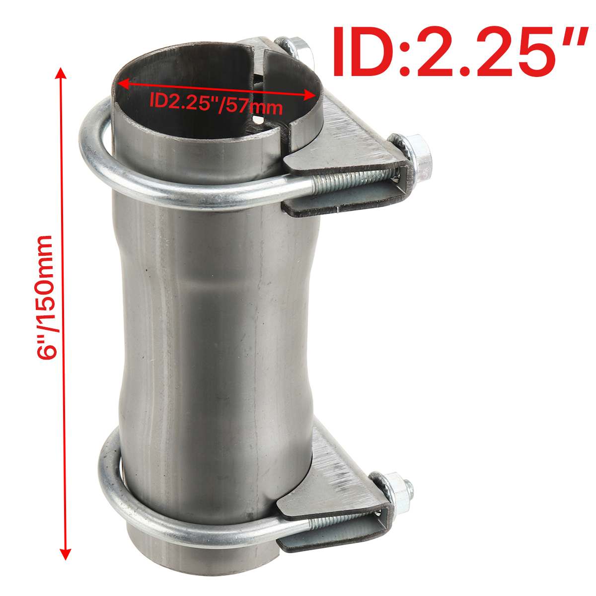 Connecteur de tuyau d'échappement 2 "/2.25"/2.5 "/2.75", manchon de jonction avec pince, Tube de jonction en acier inoxydable: 57mm