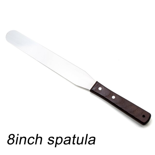 Fais Du 4 6 8 10 Inch Spatel Cake Decoreren Gereedschap Roestvrij Staal Met Houten Handvat Crèmemes Spatel Voor Cake Gladder Gladdere Glazuur: Donker Kaki